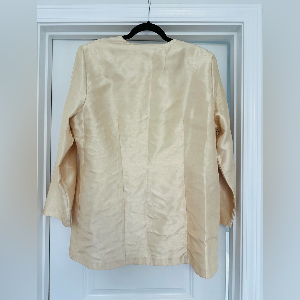 Womens Cream Embroidered Mandarin Collar Blazer - Picture 6 of 6